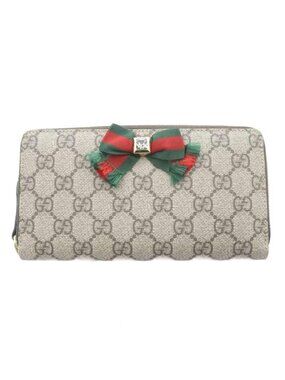 Gucci GG Supreme Zip Around Wallet Brown